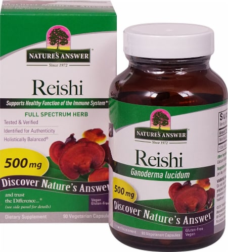 Nature's Answer Reishi Vegetarian Capsules 500mg Perspective: front