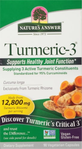 Natures Answer Turmeric 3 Vegetarian Capsules 5000mg Perspective: front