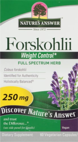 Nature's Answer Forskohlii Vegetarian Capsules 250mg Perspective: front