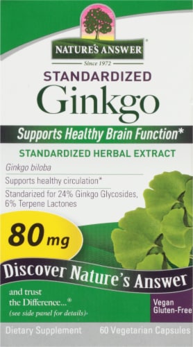 Nature's Answer Ginkgo Leaf Extract Vegetarian Capsules Perspective: front