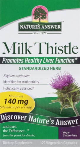 Nature's Answer Milk Thistle Seed Extract Vegetarian Capsules 140mg Perspective: front