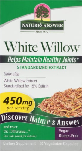 Nature's Answer White Willow Bark Extract Vegetarian Capsules 450mg Perspective: front