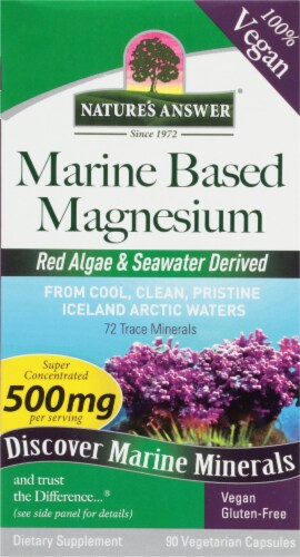 Nature's Answer® Plant Based Magnesium Vegetarian Capsules 500mg Perspective: front