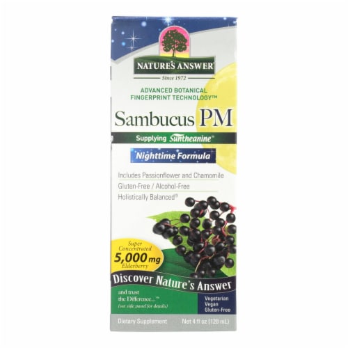 Nature's Answer Sambucus PM Nighttime Dietary Supplement Perspective: front