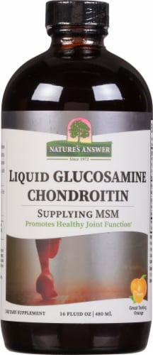 Nature's Answer Liquid Glucosamine Chondroitin with MSM Orange Flavored Dietary Supplement Perspective: front