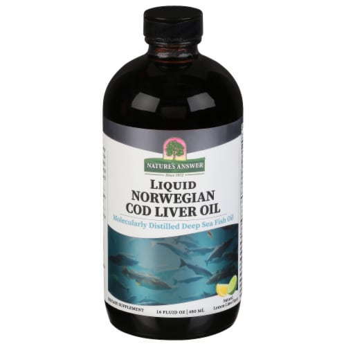 Nature's Answer Norwegian Cod Liver Oil Orange Flavored Dietary Supplement Perspective: front