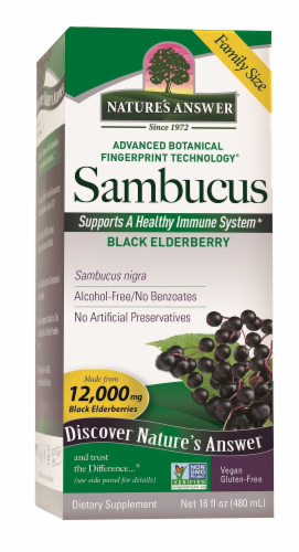 Nature's Answer Black Elderberry Sambucus Family Size Dietary Supplement 12000mg Perspective: front