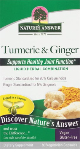 Nature's Answer Turmeric & Ginger Vegetarian Capsules Perspective: front