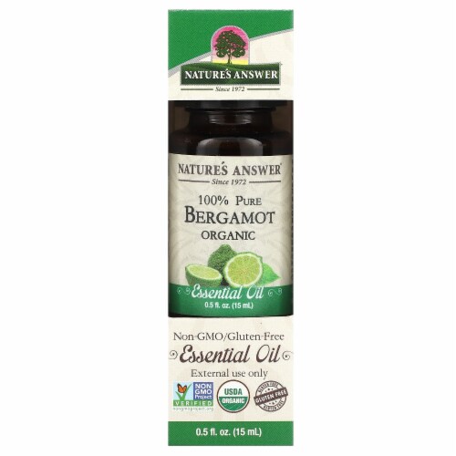 Nature's Answer 100% Pure Organic Essential Oil Bergamot - 0.5 fl oz (15 ml) Perspective: front