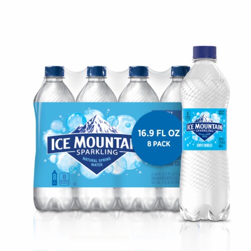 Ice Mountain Sparkling Bottled Water Perspective: front