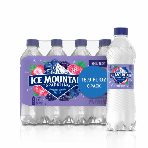 Ice Mountain Berry Flavored Sparkling Bottled Water Perspective: front