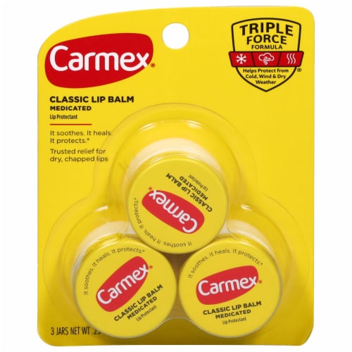 Carmex Classic Lip Balm Jar Medicated Perspective: front