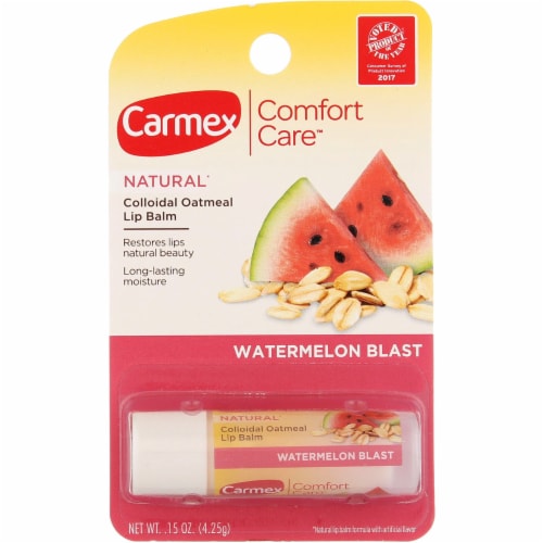 Carmex Comfort Care Colloidal Oatmeal Lip Balm Stick, Watermelon Blast, 0.15 oz Perspective: front