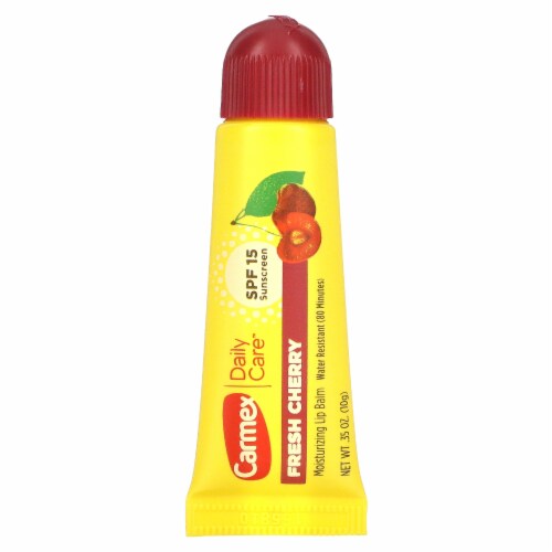 Carmex Daily Care Moisturizing Lip Balm Tube, Fresh Cherry, SPF 15, 0.35 oz Perspective: front