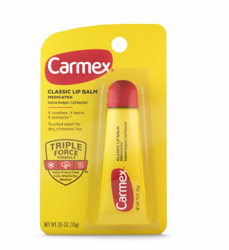 Carmex Medicated Lip Balm Tube, Lip Moisturizer for Dry, Chapped Lips, 0.35 OZ Perspective: front