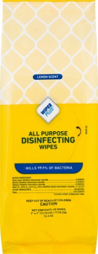 Wipes Plus® Lemon Scent All Purpose Disinfecting Wipes Perspective: front