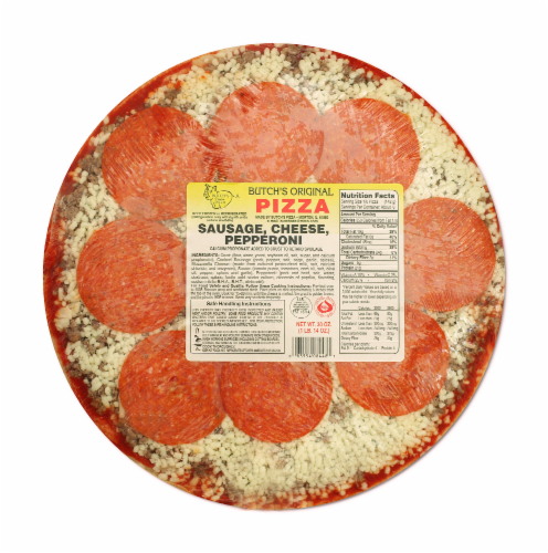 Butch's Sausage and Pepperoni Frozen Pizza Perspective: front