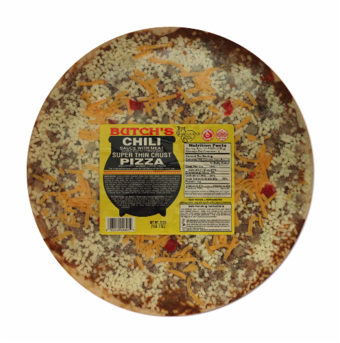 Butch's Chili Cheddar Pizza Perspective: front