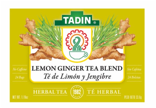 Tadin® Lemon Ginger Tea Blend No Caffeine Tea Bags Perspective: front