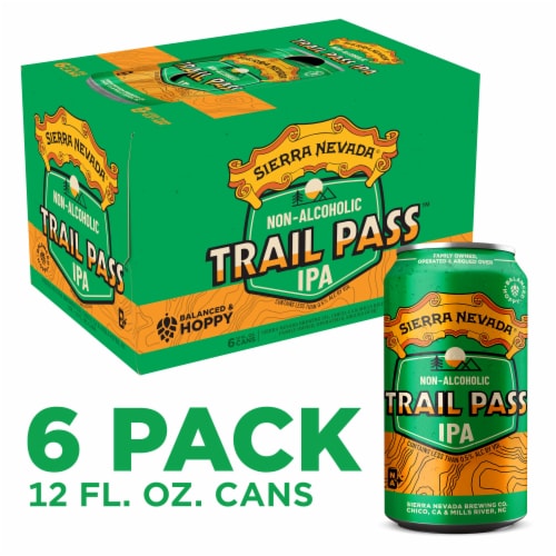 Sierra Nevada Trail Pass Non-Alcoholic IPA Craft Beer Perspective: front