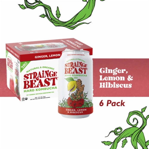 Strainge Beast Ginger Lemon & Hibiscus Hard Kombucha Perspective: front