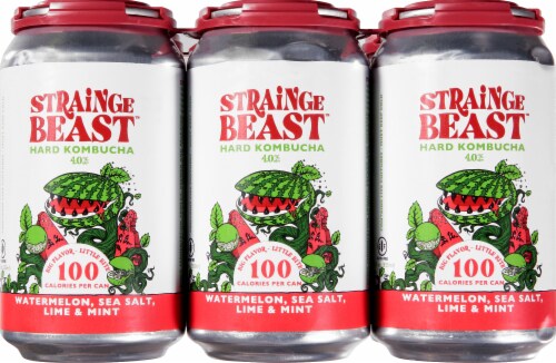 Strainge Beast Watermelon Sea Salt Lime & Mint Hard Kombucha Perspective: front