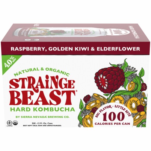 Strainge Beast Raspberry Golden Kiwi & Elderflower Hard Kombucha Perspective: front