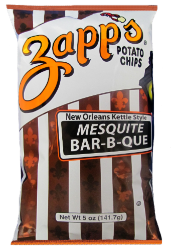 Zapp's Mesquite Bar-B-Que New Orleans Kettle Style Potato Chips Perspective: front
