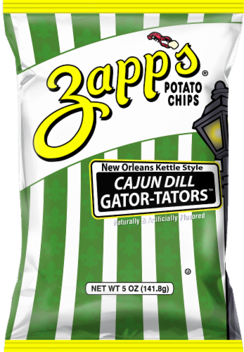 Zapp's Cajun Dill Gator-Tators Potato Chips Perspective: front