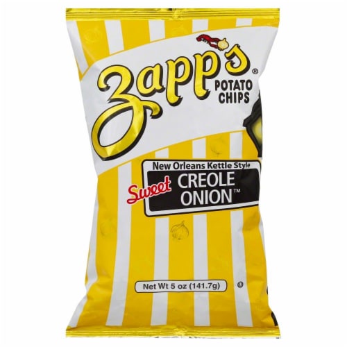 Zapp's Sweet Creole Onion New Orleans Kettle Style Potato Chips Perspective: front