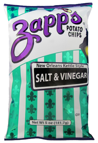 Zapp's Salt & Vinegar New Orleans Kettle Style Potato Chips Perspective: front