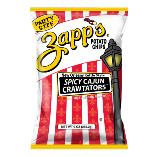 Zapp's Spicy Cajun Crawtators New Orleans Kettle Style Potato Chips Perspective: front