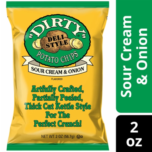 Dirty Potato Chips Sour Cream & Onion Kettle Chips Perspective: front
