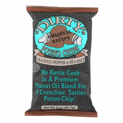 Dirty Potato Chips Cracked Pepper & Sea Salt Kettle Cooked Potato Chips Perspective: front