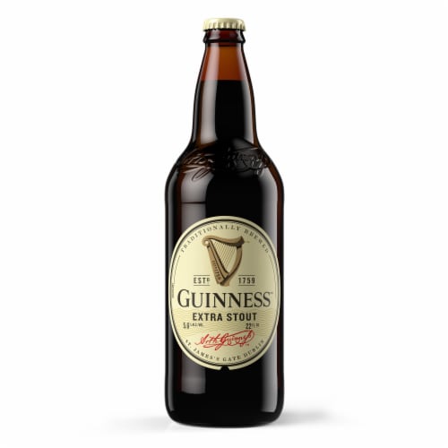 Guinness Extra Stout Beer Single Bottle Perspective: front