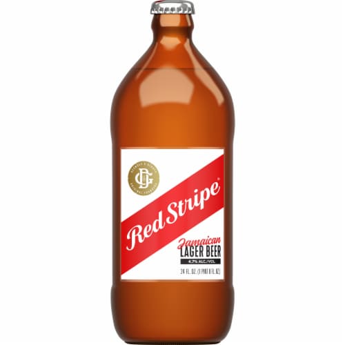Red Stripe Lager Beer, Single 24 fl oz Bottle Perspective: front