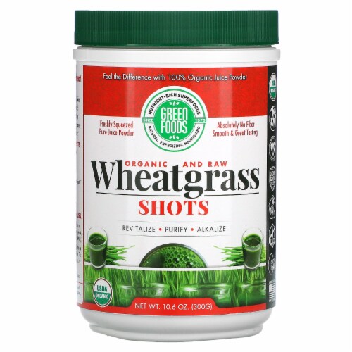 Green Foods Organic and Raw Wheat Grass Shots Perspective: front