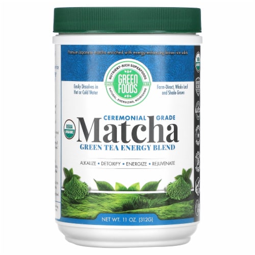 Green Foods Ceremonial Grade Matcha Green Tea Energy Blend 11 oz Pwdr Perspective: front