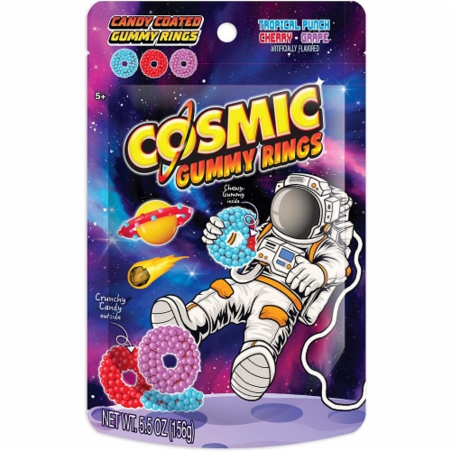 Hilco Cosmic Fruity Candy-Coated Rings Gummy Candy Bag Perspective: front