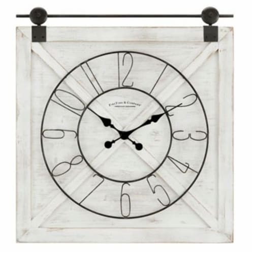 FisTime� Farmstead Barn Door Clock - White/Black, 29 x 27 amateur picture FisTime� Farmstead Barn Door Clock - White/Black, 29 x 27