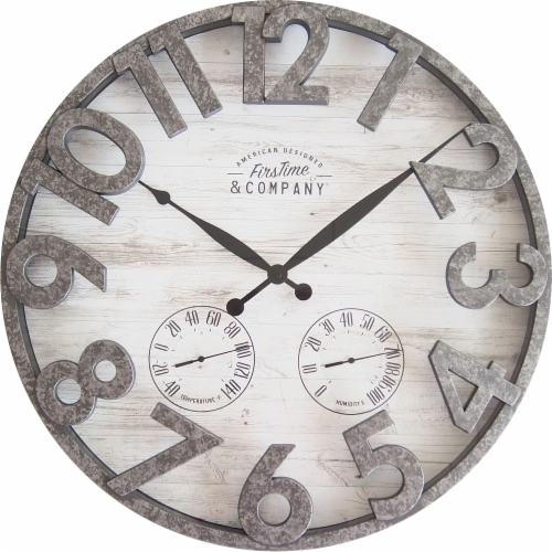 FirsTime Shiplap Outdoor Wall Clock Light Gray, 18 in Fry’s Food Stores