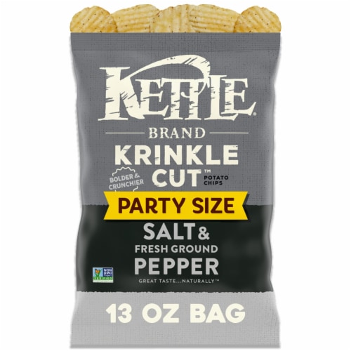 Kettle Brand Sea Salt and Fresh Ground Pepper Krinkle Cut Kettle Potato Chips Party Size Perspective: front