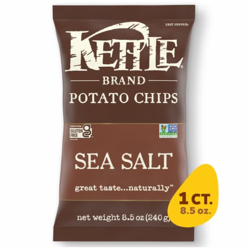 Kettle Brand Potato Chips Sea Salt Kettle Chips Perspective: front