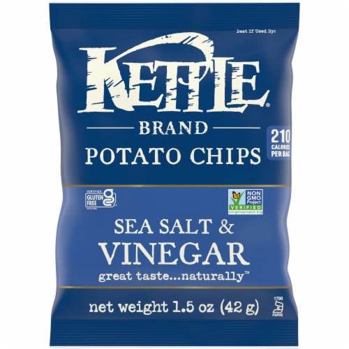 Kettle Brand Potato Chips, Sea Salt & Vinegar Kettle Chips, Snack Bag, 1.5 Oz Perspective: front