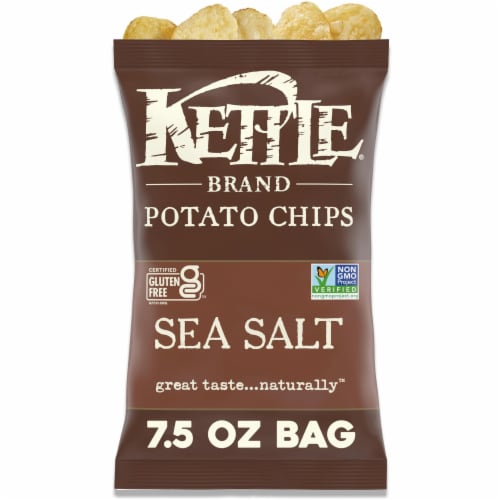 Kettle Brand Sea Salt Kettle Potato Chips Gluten-Free Non-Gmo Perspective: front
