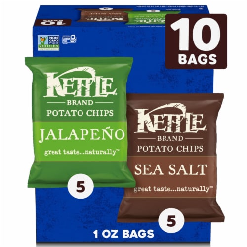 Kettle Brand® Sea Salt and Jalapeno Kettle Potato Chips Variety Pack Perspective: front