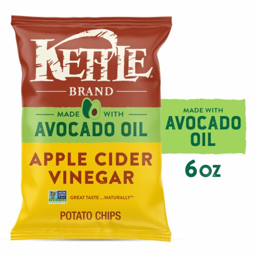 Kettle Brand Made With Avocado Oil Apple Cider Vinegar Chips Perspective: front