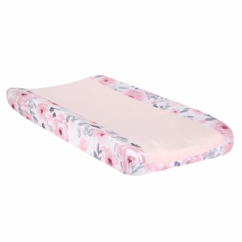 Bedtime Originals Blossom Watercolor Floral Changing Pad Cover - Pink/Gray Perspective: front