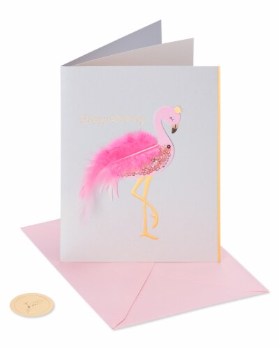Papyrus Birthday Card (Flamingo) Perspective: front