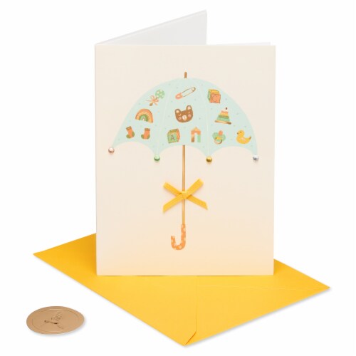 Papyrus Baby Shower Card (Umbrella) Perspective: front